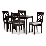 Baxton Studio Lenoir Modern and Contemporary Gray Fabric Upholstered Espresso Brown Finished Wood 5-Piece Dining Set